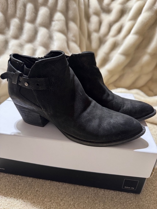Dolce Vita Shoes - Dolce Vita Black Leather Ankle Booties with Side Buckle